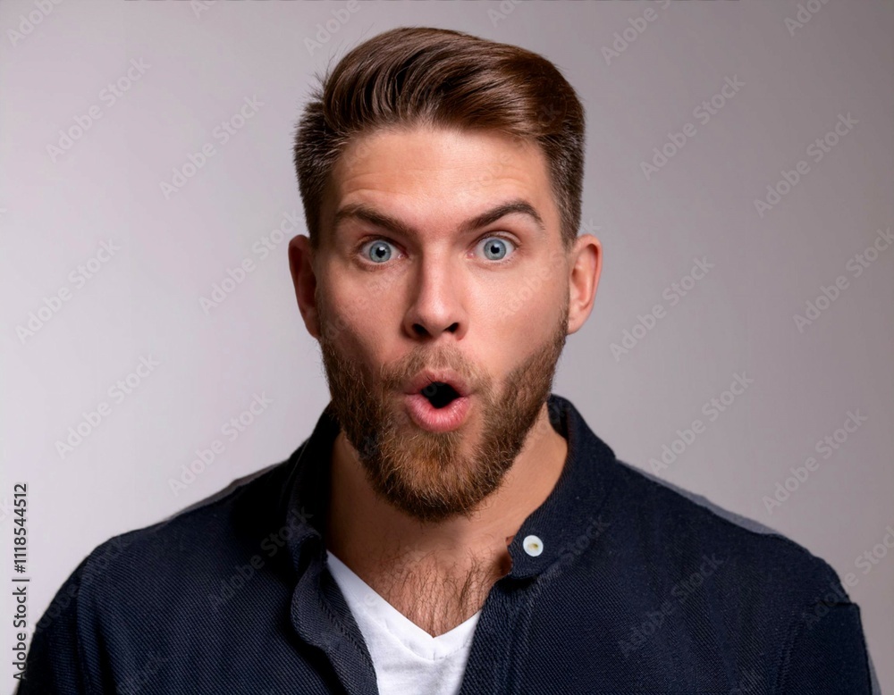 Obraz premium Person with a surprised expression, illustrating astonishment, unexpected events, and emotional reactions.