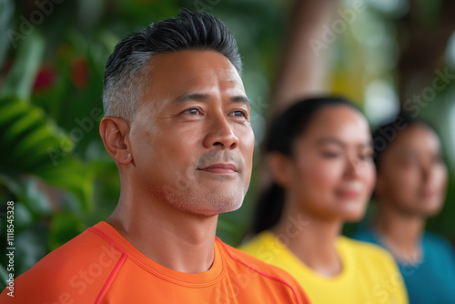 Asian Family Doing Exercise
