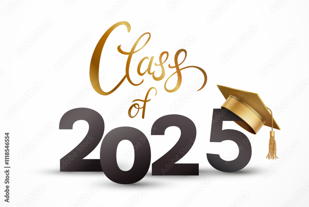 Graduate college, high school or university cap with Class of 2025 on ...