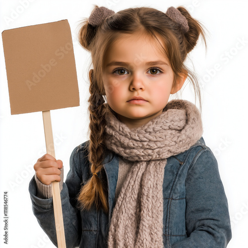 Kid Holding Empty Sign Isol...