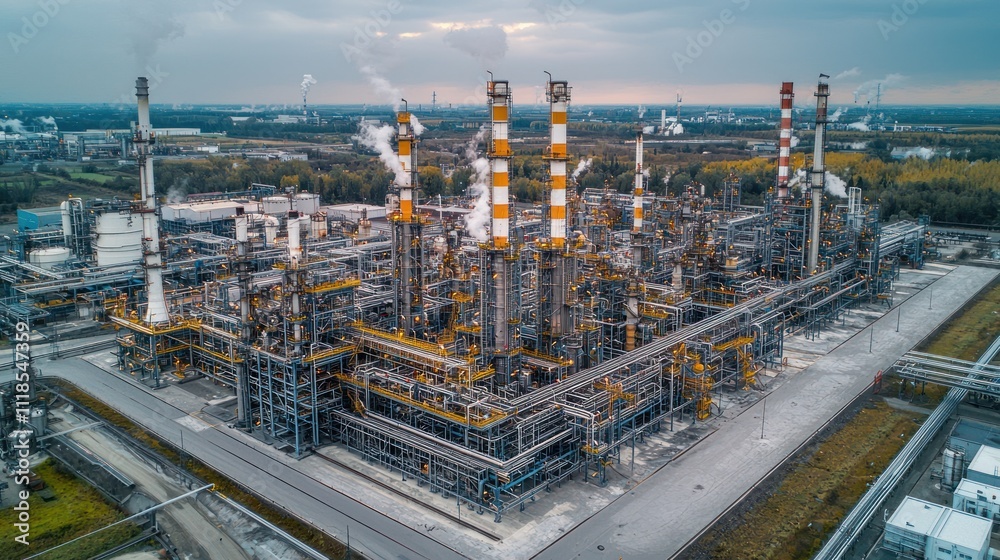 Aerial View of a Modern Oil Refinery Complex Aerial View of a Modern Oil Refinery Complex