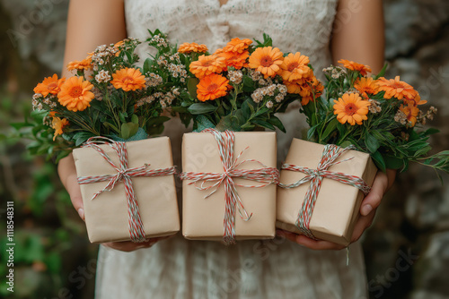 Bride With Gift Boxes