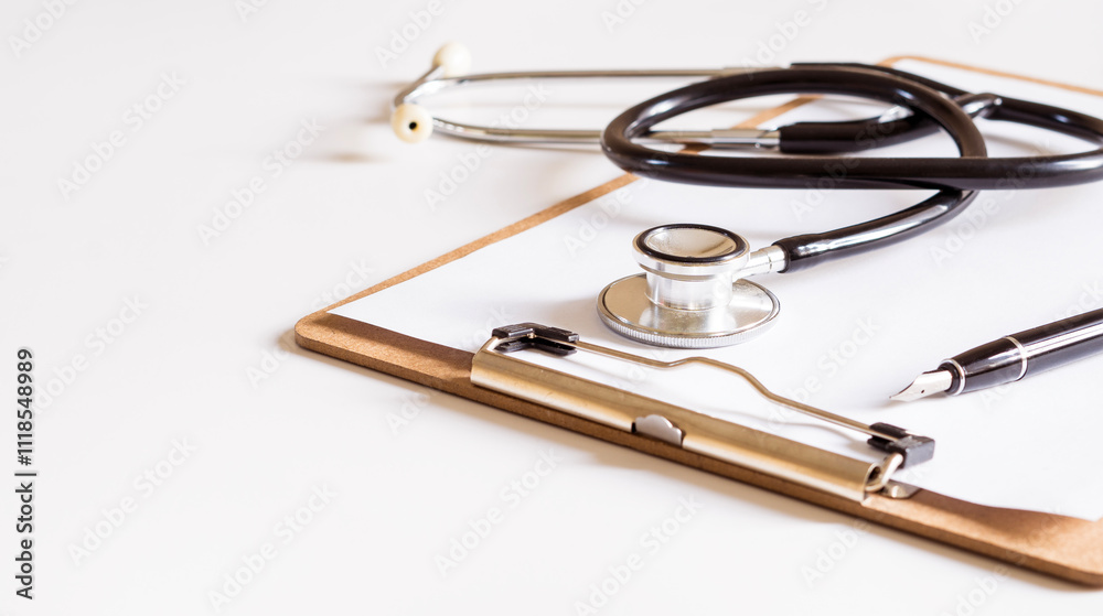 Stethoscope on white background, top view Stethoscope on white background, top view