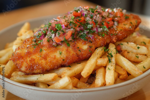 Chicken Schnitzel Chips Salad