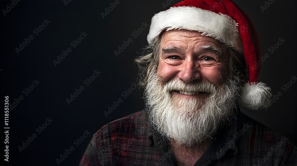 Photo of Smiling Senior Man in Santa Hat Photo of Smiling Senior Man in Santa Hat