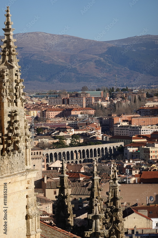 Fototapeta premium view of Roman aqueduct of Segovia