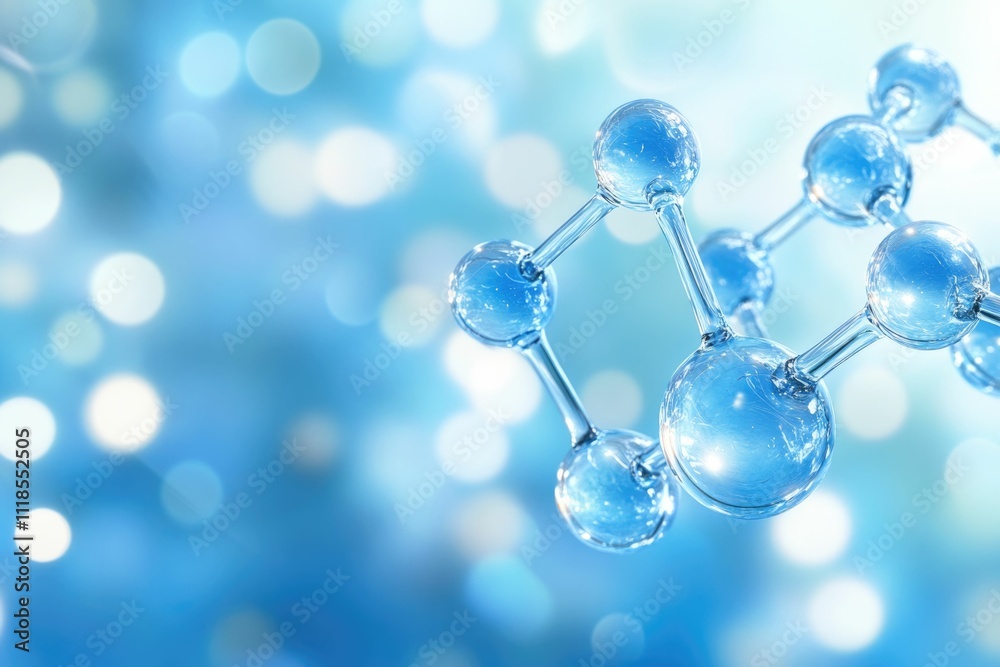 Futuristic Abstract Molecule Model on Blue Background Futuristic Abstract Molecule Model on Blue Background