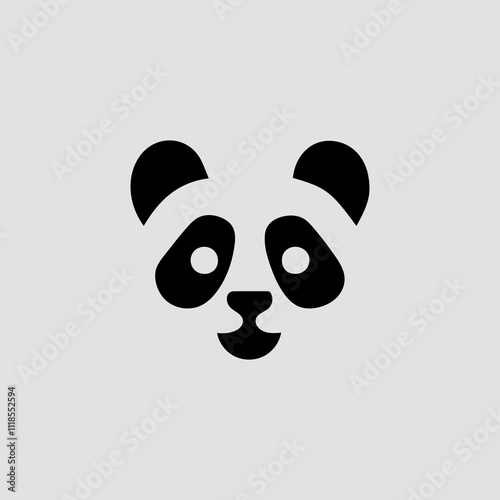 Vector illustration of a panda animal.panda head black and white