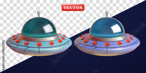 Flying UFO, 3d vector. Suitable for science, technology and education