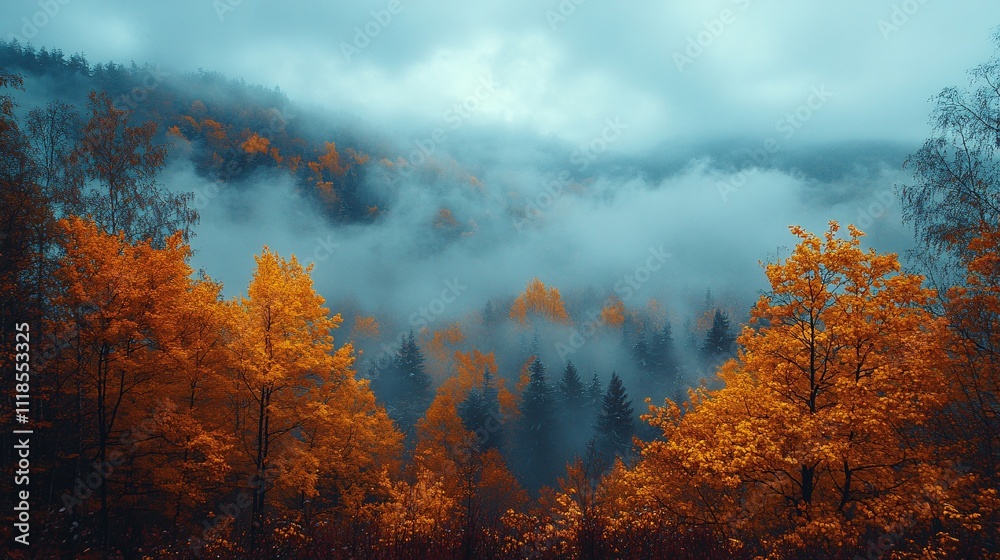 Fototapeta premium Moody Autumn atmospheric fall colors and settings