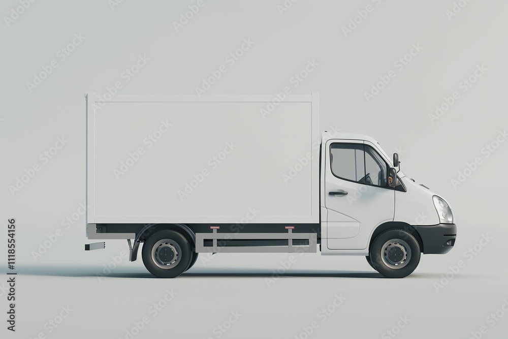 White delivery truck isolated on a light background White delivery truck isolated on a light background
