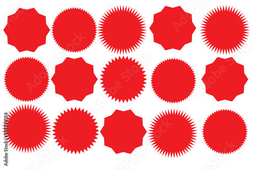 Set of price sticker, sale or discount sticker, sunburst badges icon. Stars shape with different number of rays. Special offer price tag. starburst promotional badge set, shopping labels