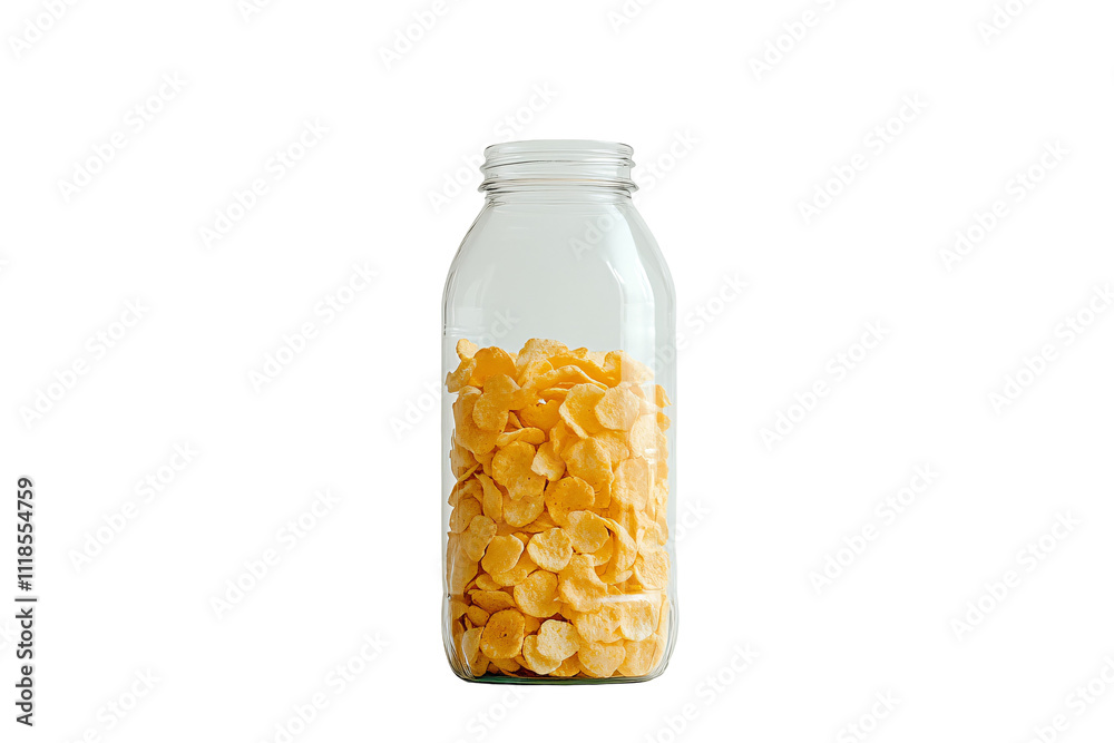 a glass jar full of cereal a glass jar full of cereal