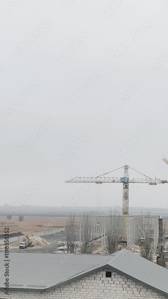 construction site with high cranes, tower cranes, real estate development concept, engineering, architecture, industry, equipment construction site with high cranes, tower cranes, real estate development concept, engineering, architecture, industry, equipment