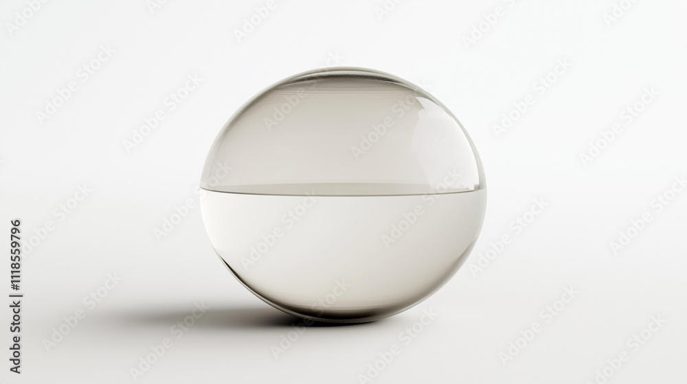 A clear glass ball with a white background A clear glass ball with a white background