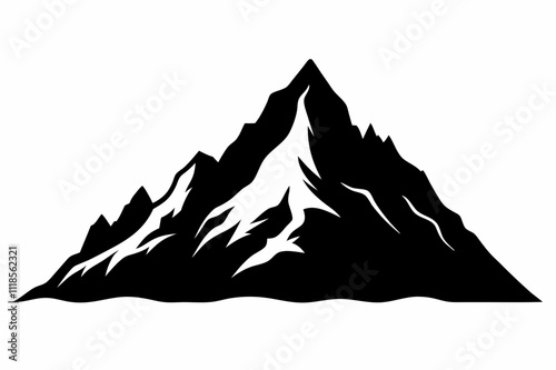 Mountain icon black silhouette vector illustration white background