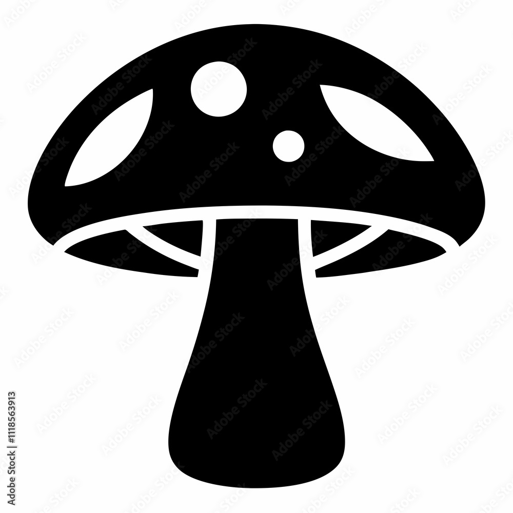 Mushroom icon black silhouette vector illustration white background Mushroom icon black silhouette vector illustration white background