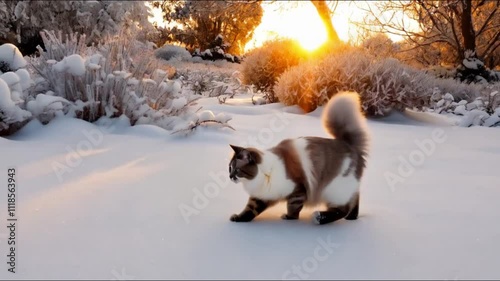 Cat running in the snow.