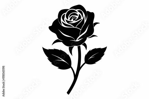 Rose Flower icon black silhouette vector illustration white background