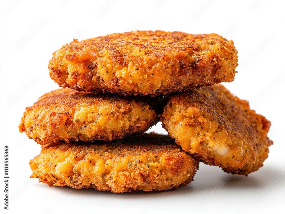 Golden-brown falafel patties stacked on each other with a crispy exterior and fluffy interior, showcasing a beloved dish from the Levant region