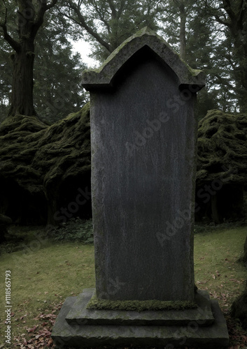 old stone cross in cemetery with gravestone that is yet to be engraved