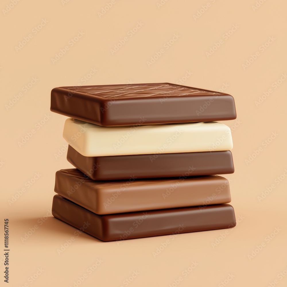 Chocolate tradition on valentines day idea. Stack of assorted chocolate bars on a neutral background. Chocolate tradition on valentines day idea. Stack of assorted chocolate bars on a neutral background.
