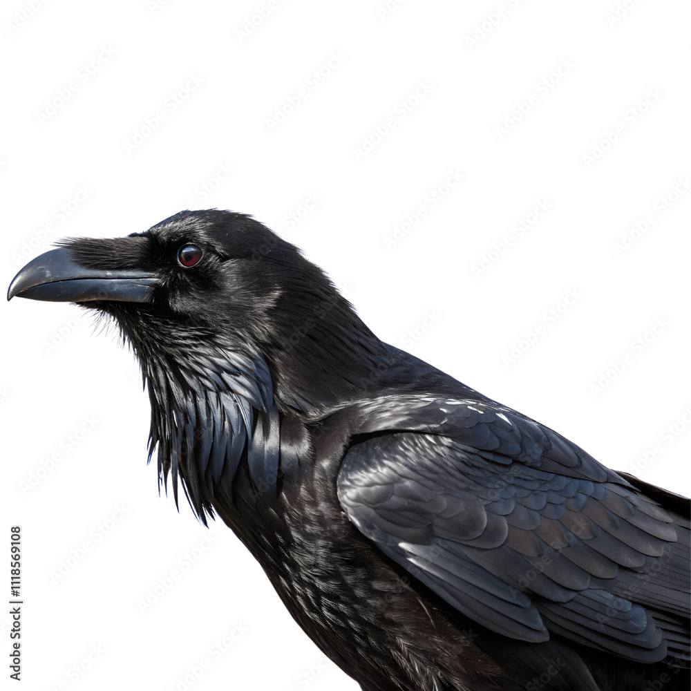 Close-Up of a Raven's Head isolated on transparent background cutout, Png, Cutout Close-Up of a Raven's Head isolated on transparent background cutout, Png, Cutout