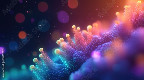 Vibrant Abstract Background with Colorful Coral Shapes and Bokeh