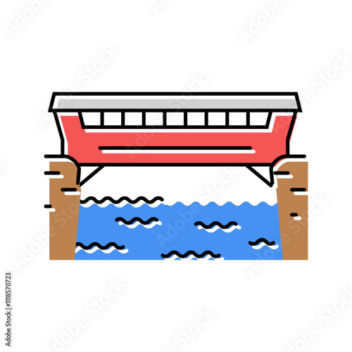 covered bridge color icon vector. covered bridge sign. isolated symbol illustration