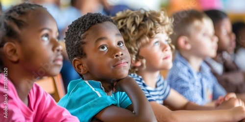 Curious Children Attentively Listening in Classroom