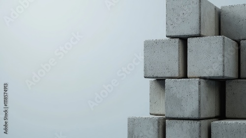 Constructing concrete blocks industrial site building materials minimalist design close-up modern architecture