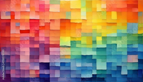 colorful post its on a wall abstract rainbow colors copy space watercolor illustration for background banner generative ai