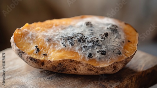 Moldy Sweet Potato with Rhizopus Fungus photo