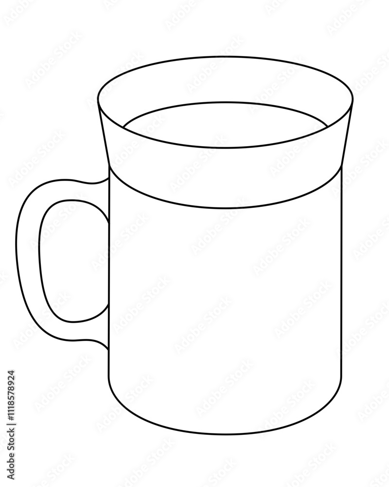 Cup - For Tea Or Coffee - linear stock illustration for coloring. Outline. Drink mug - vector element for coloring book or icon. Cup - For Tea Or Coffee - linear stock illustration for coloring. Outline. Drink mug - vector element for coloring book or icon.