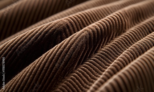 Wallpaper Mural Close-up of brown corduroy fabric texture with soft folds and wales. Torontodigital.ca