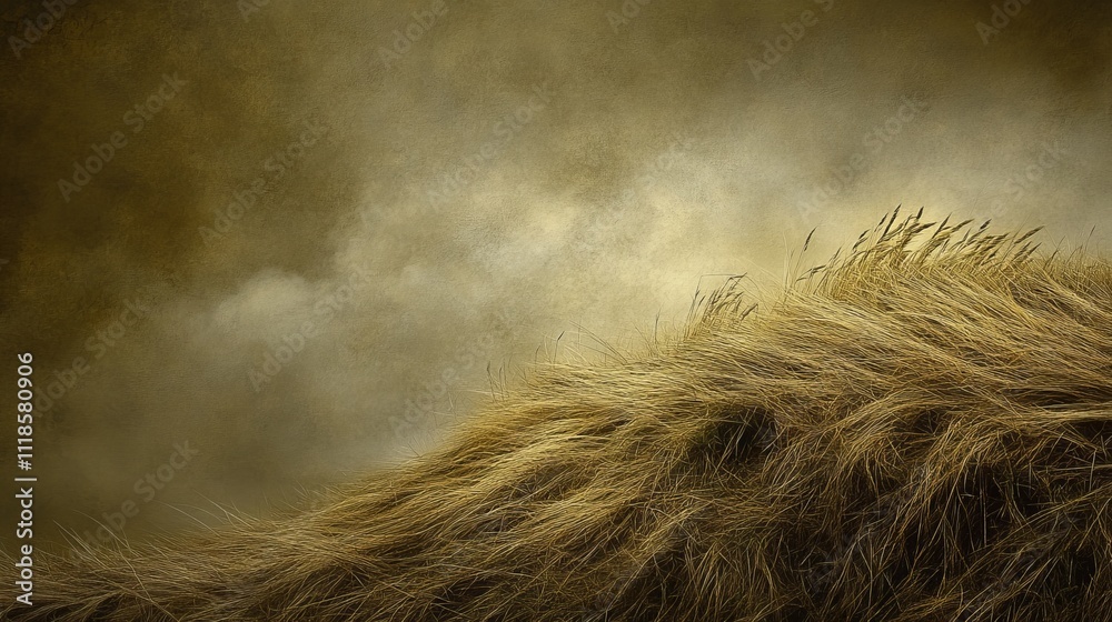 A close-up of golden grass swaying gently against a moody, atmospheric background. A close-up of golden grass swaying gently against a moody, atmospheric background.