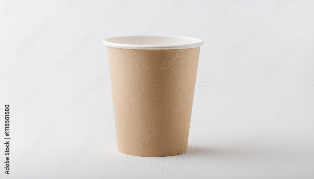 Craft paper cup for drink mock-up on white backdrop. Eco friendly. Disposable tableware. Craft paper cup for drink mock-up on white backdrop. Eco friendly. Disposable tableware.