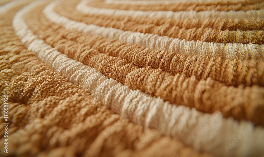 Close-up of textured, beige and cream looped fabric. Close-up of textured, beige and cream looped fabric.