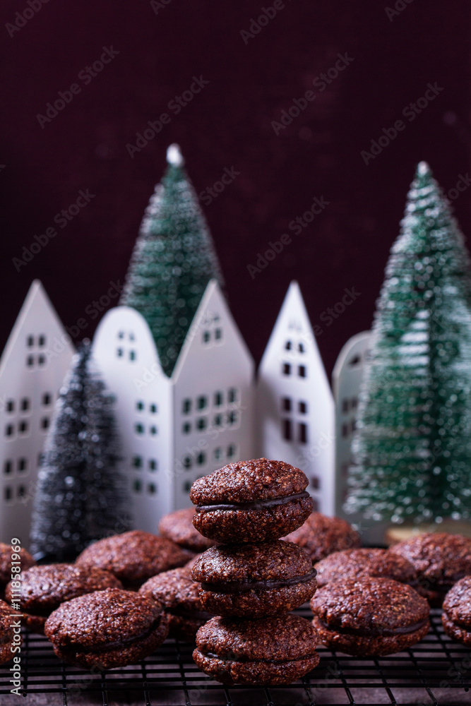 Baci de Alassio, Italian cookie made from nut dough and filled with chocolate ganache.