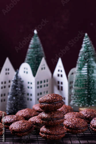 Obraz na płótnie Baci de Alassio, Italian cookie made from nut dough and filled with chocolate ganache. w salonie