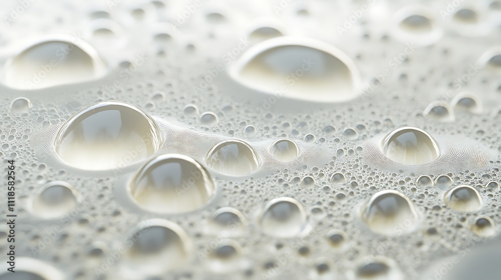 Water Droplets On A White Textured Surface Water Droplets On A White Textured Surface