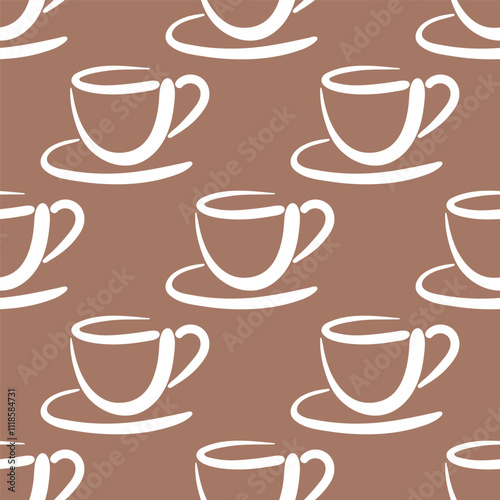 Endless Cup Outline Drawing Pattern
