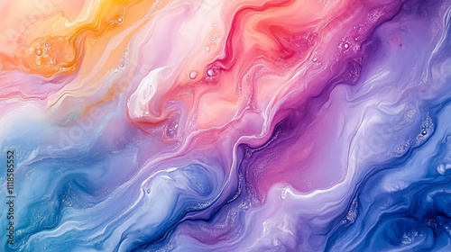 Wallpaper Mural Vibrant Abstract Liquid Paint Art with colorful watercolor, Colorful vibrant and retro liquid paint texture with colorful acrylic stains, featuring swirling patterns in soft pastel multicolor. Torontodigital.ca