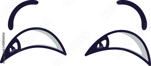 Cartoon eyes are expressing boredom and skepticism, showcasing a range of funny facial expressions and human emotions in a doodle style vector illustration