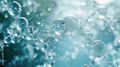 Wallpaper Mural 3D rendered liquid bubble containing a molecule, in a cosmetic essence, with a DNA water splash background. Captivating and vibrant Torontodigital.ca