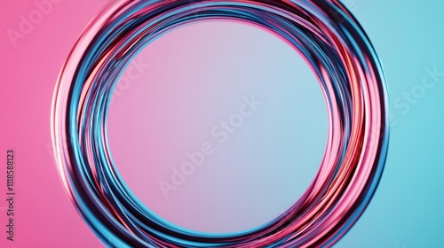 A vibrant circular design with a blend of pink and blue hues, creating a modern and abstract aesthetic.