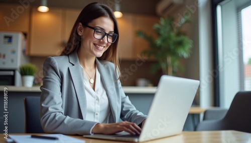 business woman smiling while working at the laptop, entrepreneur, communication, manager, leadership, success, career, freelance, meeting, student