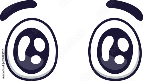 Cartoon eyes expressing confusion and boredom create a humorous and captivating visual element, perfect for enhancing various design projects and adding personality to illustrations