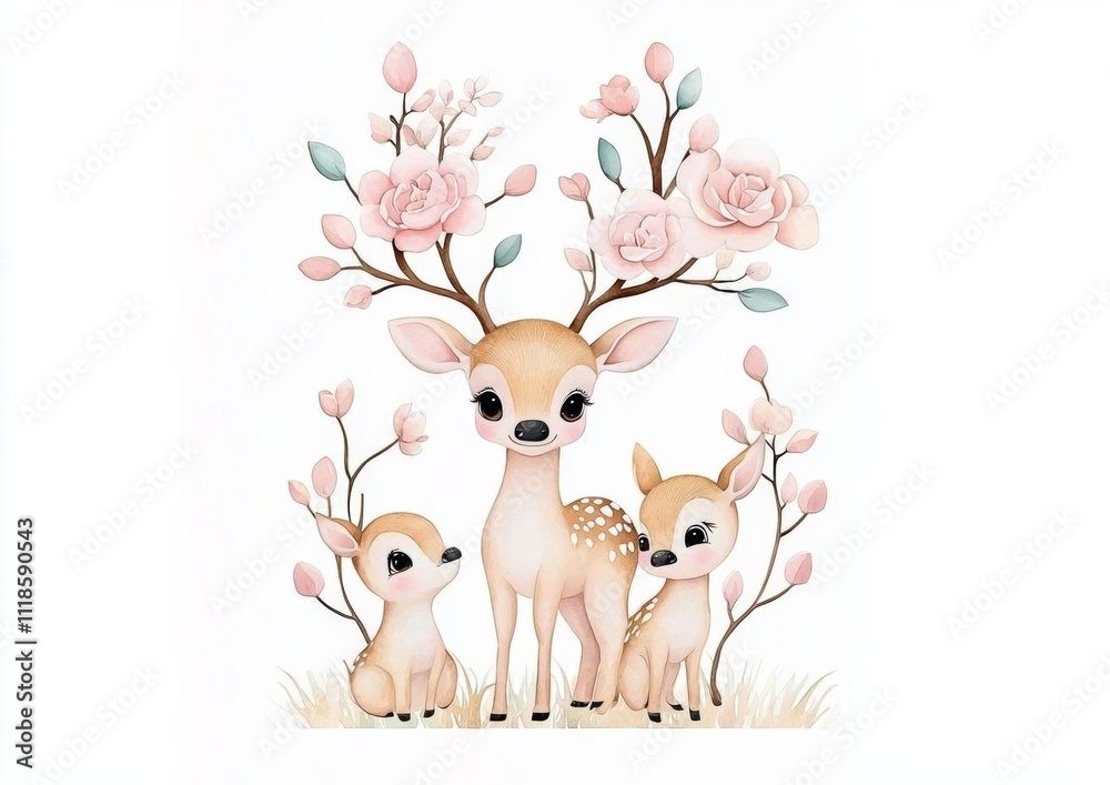 minimal photostock of a Cute baby deer nursery animal isolated illustration for children minimal photostock of a Cute baby deer nursery animal isolated illustration for children