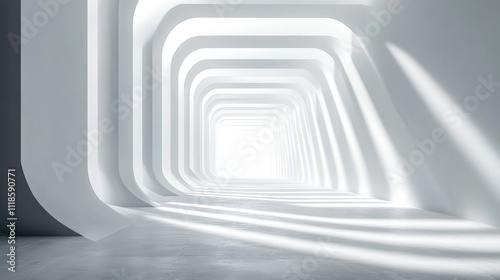 Abstract white backdrop with delicate geometric shapes and gentle light play for a refined, modern aesthetic